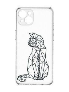 Прозорий чохол із захистом камер на iPhone 15 Plus :: Котик (принт 124)