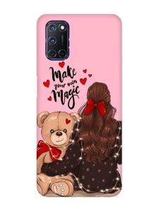 Матовий рожевий чохол на Oppo A52/A72/A92 :: Дівчина з ведмедиком (принт 188)