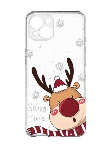 Прозорий чохол із захистом камер на iPhone 15 Plus :: Зимове оленя  (принт 155)