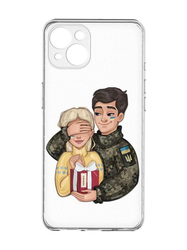 Прозорий чохол із захистом камер на iPhone 15 Plus :: Подарунок Перемога (принт 178)