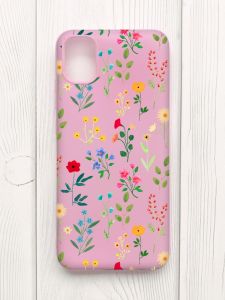 Матовий рожевий чохол на Samsung Galaxy A04E/A042 :: Квітковий фон (принт 269)