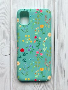 Матовий бірюзовий чохол на Samsung Galaxy A04E / A042 :: Квітковий фон (принт 269)