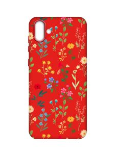 Матовий червоний чохол на Samsung Galaxy A04 :: Квітковий фон (принт 269)