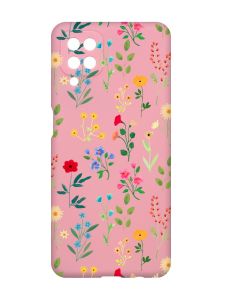 Матовий рожевий чохол на Samsung Galaxy A12 :: Квітковий фон (принт 269)