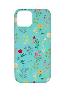 Матовий бірюзовий чохол на Apple iPhone 12 Pro Max :: Квітковий фон (принт 269)