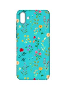 Матовий бірюзовий чохол на Samsung Galaxy A04 :: Квітковий фон (принт 269)