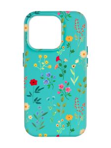 Матовий бірюзовий чохол на Apple iPhone 14 Pro Max :: Квітковий фон (принт 269)
