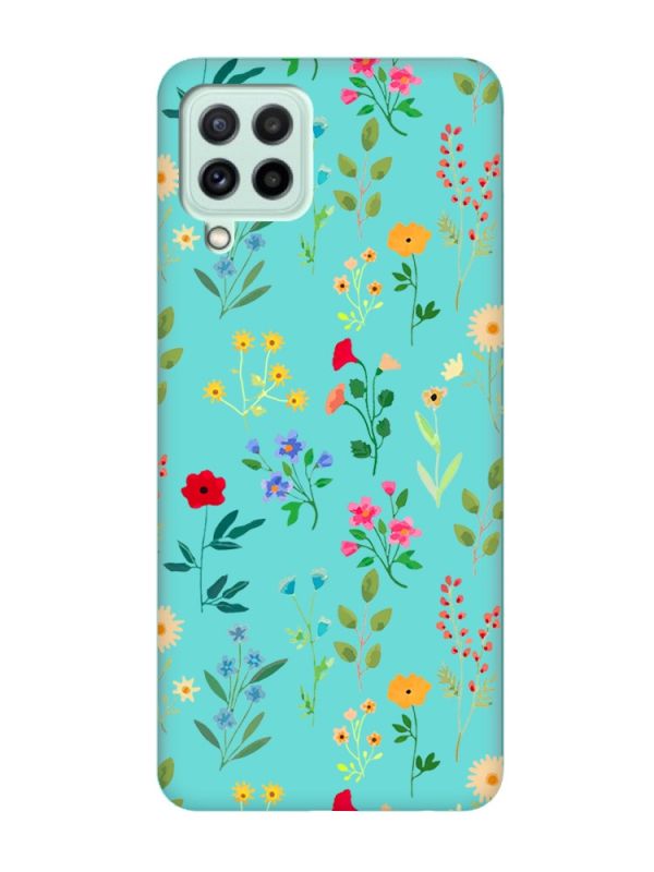 Матовий бірюзовий чохол на Samsung Galaxy M32/M22/A22 4G :: Квітковий фон (принт 269)