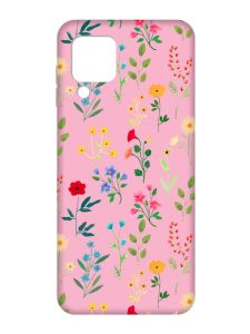 Матовий рожевий чохол на Samsung Galaxy M32/A22/M22 4G :: Квітковий фон (принт 269)