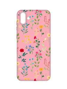 Матовий рожевий чохол на Samsung Galaxy A04 :: Квітковий фон (принт 269)