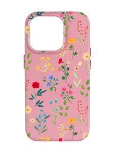 Матовий рожевий чохол на Apple iPhone 14 Pro Max :: Квітковий фон (принт 269)