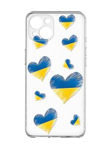 Прозорий чохол із захистом камер на iPhone 15 Plus :: Сердечка. Україна (принт 258)