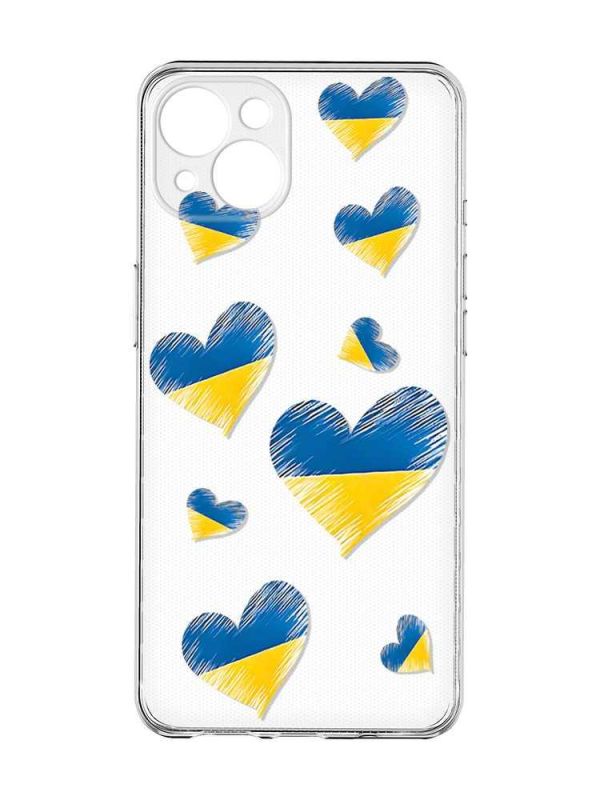Прозорий чохол із захистом камер на iPhone 15 Plus :: Сердечка. Україна (принт 258)