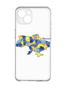 Прозорий чохол із захистом камер на iPhone 15 Plus :: Карта України (принт 261)