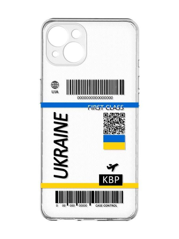 Прозорий чохол із захистом камер на iPhone 15 Plus :: Авіаквиток Україна (принт 262)