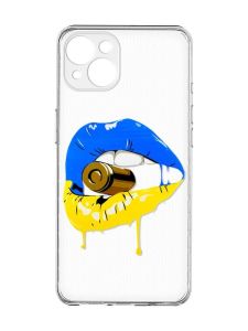 Прозорий чохол із захистом камер на iPhone 15 Plus :: Губи і патрон (принт 264)