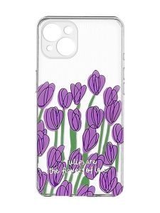 Прозорий чохол із захистом камер на iPhone 15 Plus :: Тюльпани (принт 265)