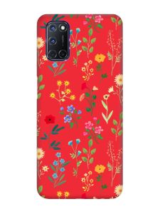Матовий червоний чохол на Oppo A52/ A72/ A92 :: Квітковий фон (принт 269)