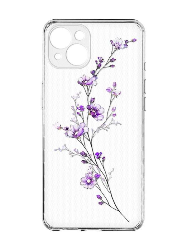 Прозорий чохол із захистом камер на iPhone 15 Plus :: Гілочка квітів (принт 278)