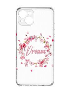 Прозорий чохол із захистом камер на iPhone 15 Plus :: Віночок з сакури (принт 284)