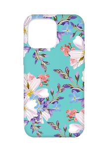 Матовий бірюзовий чохол на Apple iPhone 13 Pro :: Квітковий малюнок (принт 272)