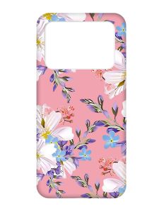 Матовий рожевий чохол на Xiaomi Poco X4 Pro 5G :: Квітковий малюнок (принт 272)