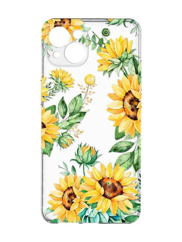 Прозорий чохол із захистом камер на iPhone 15 Plus :: Соняхи (принт 288)