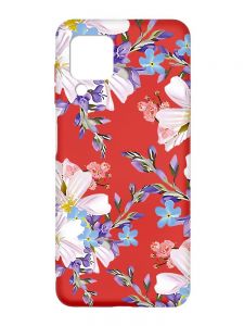 Матовий червоний чохол на Samsung Galaxy M32/A22/M22 4G :: Квітковий малюнок (принт 272)