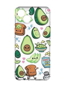Прозорий чохол із захистом камер на iPhone 15 Plus :: Милі авокадо каваї (принт 305)