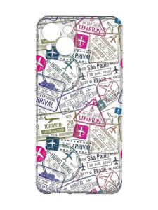 Прозорий чохол із захистом камер на iPhone 15 Plus :: Подорожі. Штампи (принт 316)