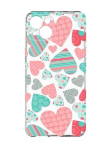 Прозорий чохол із захистом камер на iPhone 15 Plus :: Різнокольорові сердечка (принт 334)