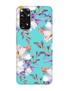Матовий бірюзовий чохол на Xiaomi Redmi Note 11 :: Квітковий малюнок (принт 272)