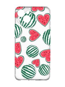 Прозорий чохол із захистом камер на iPhone 15 Plus :: Кавуни сердечка (принт 343)
