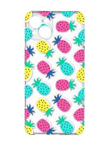 Прозорий чохол із захистом камер на iPhone 15 Plus :: Різнокольорові ананаси (принт 346)