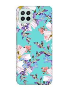 Матовий бірюзовий чохол на Samsung Galaxy M32/M22/A22 4G :: Квітковий малюнок (принт 272)