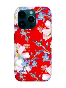 Матовий червоний чохол на Apple iPhone 14 Pro :: Квітковий малюнок (принт 272)