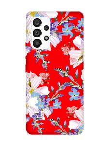 Матовий червоний чохол на Samsung Galaxy A53 4G/5G :: Квітковий малюнок (принт 272)