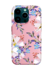 Матовий рожевий чохол на Apple iPhone 14 Pro :: Квітковий малюнок (принт 272)