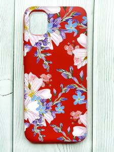 Матовий червоний чохол на Samsung Galaxy A04E/A042 :: Квітковий малюнок (принт 272)