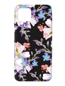 Матовий чорний чохол на Samsung Galaxy A12 :: Квітковий малюнок (принт 272)