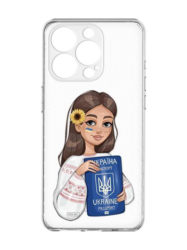 Чохол із захистом камери на  iPhone 15 Pro :: Дівчина з паспортом (принт 12)