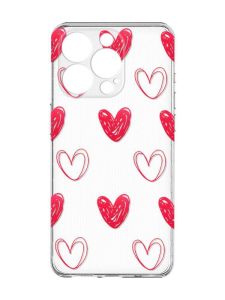 Чохол із захистом камери на  iPhone 15 Pro :: Сердечка червоні (принт 77)