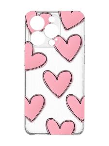 Чохол із захистом камери на  iPhone 15 Pro :: Сердечка рожеві (принт 78)