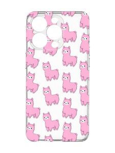 Чохол із захистом камери на  iPhone 15 Pro :: Лами рожеві (принт 101)