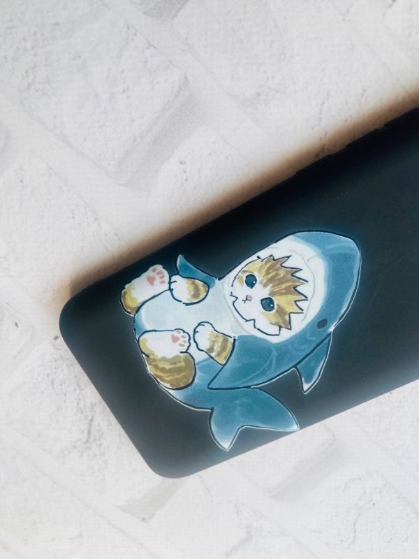 Матовий чорний чохол на Samsung Galaxy A32 Кошеня принт 120