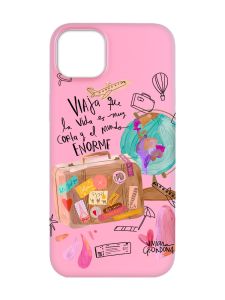 Матовий рожевий чохол на  Apple iPhone 14 :: Настрій подорожувати (принт 329)