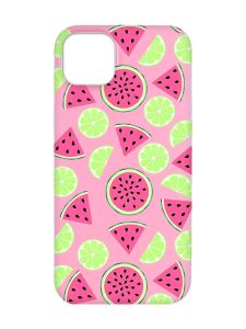 Матовий рожевий чохол на  Apple iPhone 14 :: Кавуни и лайм (принт 345)