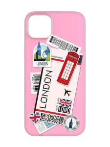 Матовий рожевий чохол на  Apple iPhone 14 :: Подорожі. Лондон (принт 326)