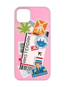 Матовий рожевий чохол на  Apple iPhone 14 :: Подорожі. Амстердам (принт 327)