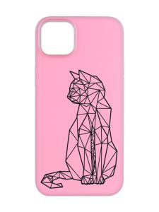 Матовий рожевий чохол на  Apple iPhone 14 :: Котик (принт 124)